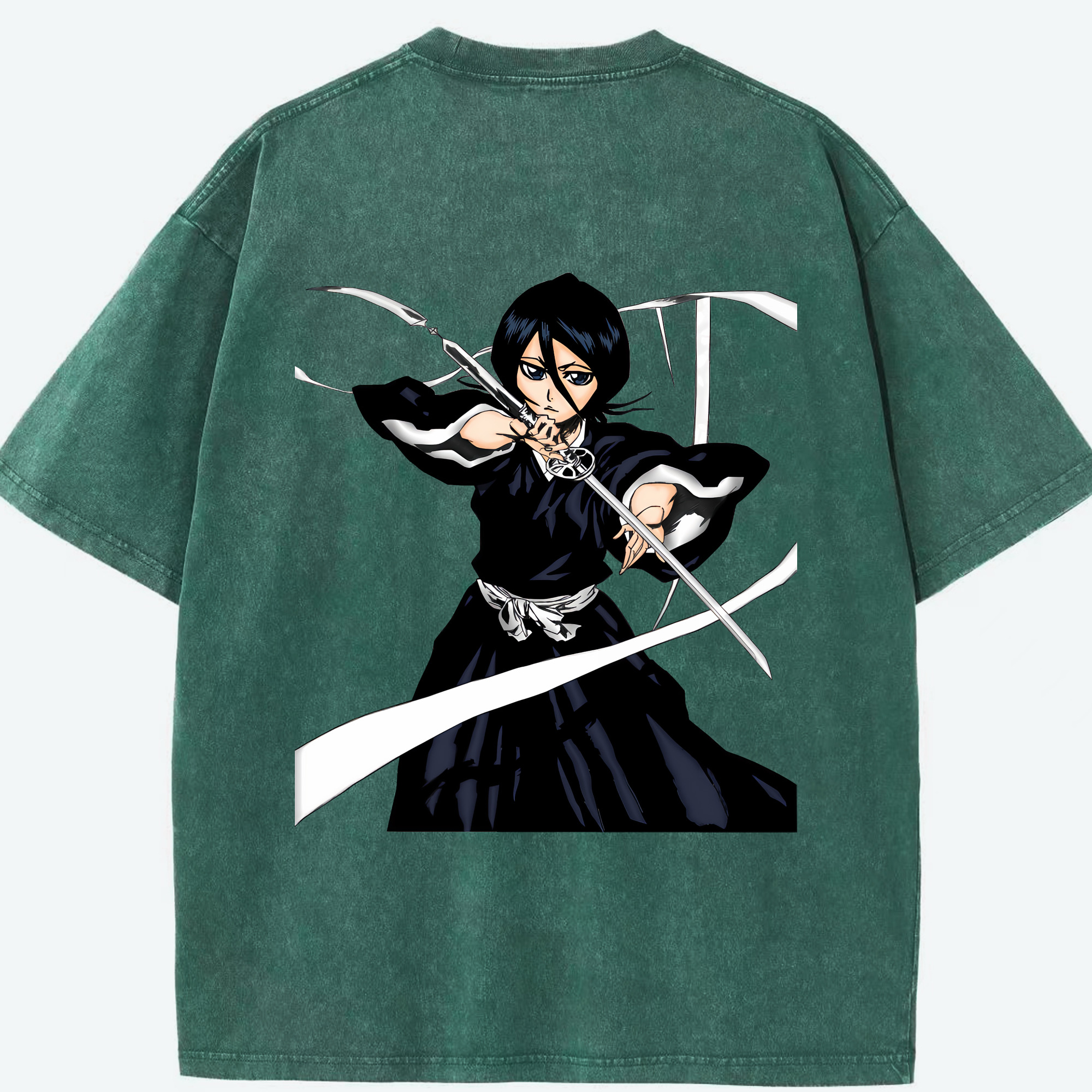 （画像用） ブリーチ 朽木ルキア BLEACH Kuchiki Rukia 綿100% ヴィンテージ風 半袖Tシャツ（背面プリント）